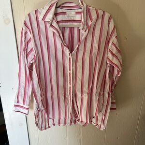 J. Crew Pink and White Striped Shirt